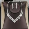 V-Shaped Luxury Diamond Clavicle Necklace Earrings Set Wedding Party Dress Bling Jewelry Accessory for Girls