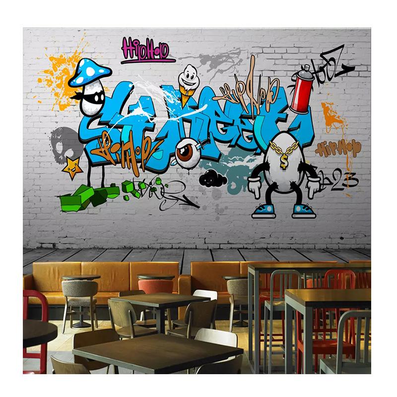 

3d European Wallpaper Retro Street Graffiti Mural White Brick Wall Bar Restaurant Art Mural 200 cm(W) x 140 cm(H)