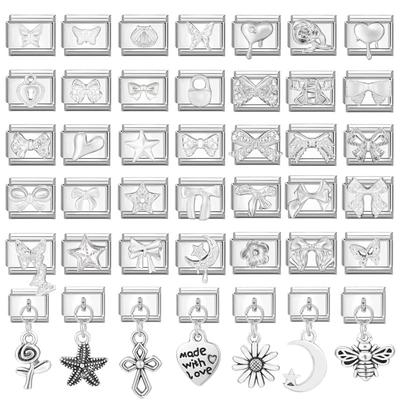 Y2K Herz Schleife Stern Mond Schmetterling Zirkon Gänseblümchen Kreuz Italienische Charm-Glieder Passend für 9mm Edelstahlarmband DIY Herstellung Geschenke