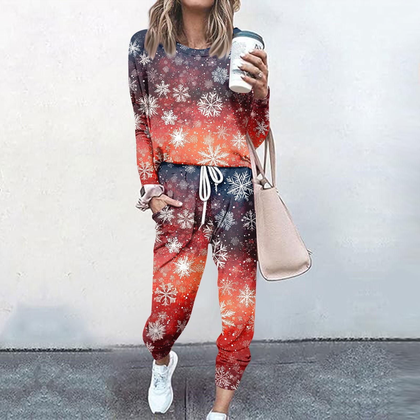 

Наборы для женщин, комплекты из 2 предметов, рубашки с длинными рукавами и круглым вырезом, спортивные штаны на шнурке, карманные комплекты XL