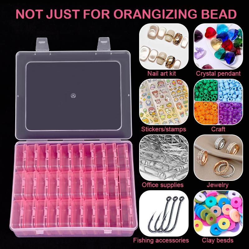 31Pcs Small Beads Organizers Plastic Cases Mini Clear Dimond Storage Containers Boxes for Bracelet Making DIY Jewelry Craft Nail