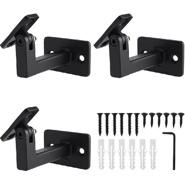 Swivel Handrail Brackets Heavy Duty Adjustable Square Hand Rail Brackets for Staircase Stair, Pack of 4 Pack of 3