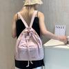 Solid Color Simple Small Fresh Student Backpack Large Capacity Ultra Light Drawstring Women's Bag