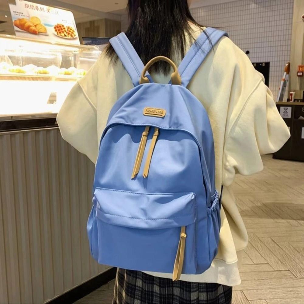 Solid Color School Backpack Large-capacity Shoulder Knapsacks for Teenager
