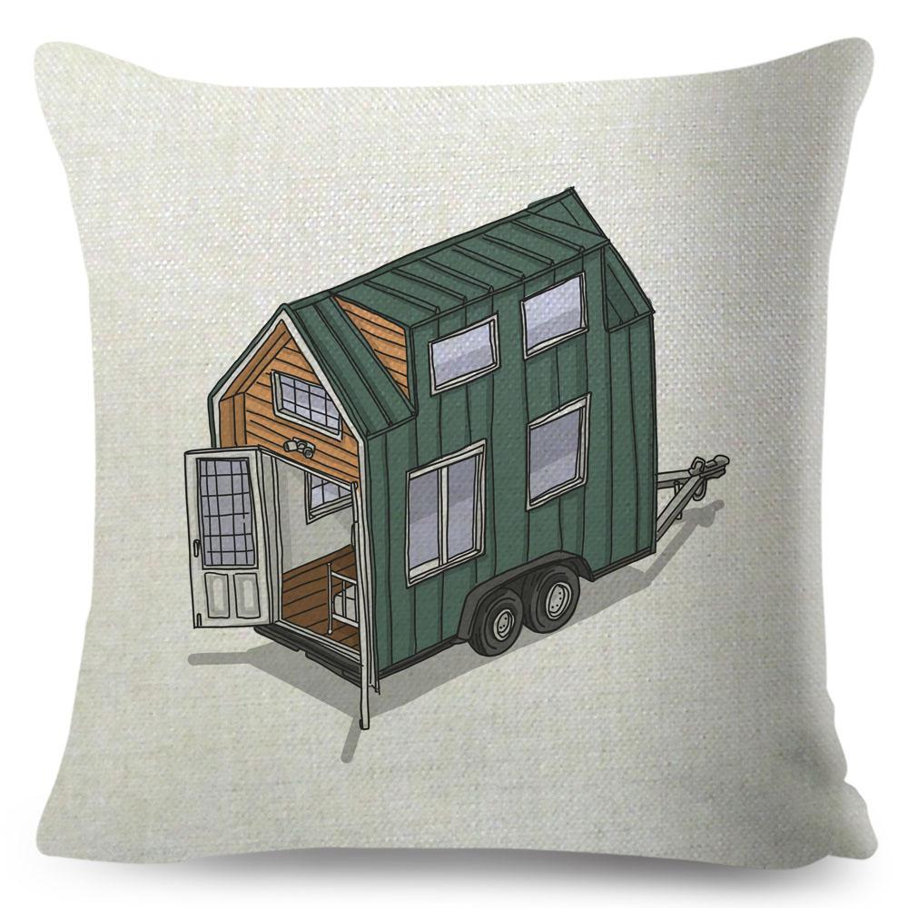 Van Life Pillow Case Decor Cartoon Camper House Travel Car Cushion Cover for Sofa Home Children Room Vanlife Pillowcase 45x45cm