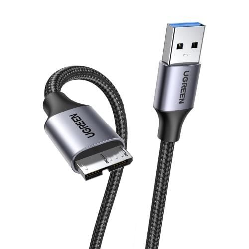 

Кабель UGREEN USB3.0 Microb Type A Male to Micro Type B Male USB3.0 Micro Cable Высокопрочная нейлоновая оплетка Совместимость с внешним жестким диском SSD-накопителем Galax