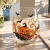 Kreativer Getränkebecher Halloween Geist Whiskeyglas, Schwarze Katze Spinnennetz Totenkopf Tumbler für Neuartige Form Glas Cocktail, 350ml Gruseliges Trinkgeschirr Zuhause