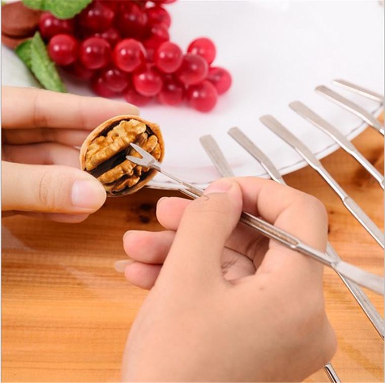 

304 stainless steel crab needle lobster seafood needle crab eating tool hairy crab spoon fork walnut needle серебряный