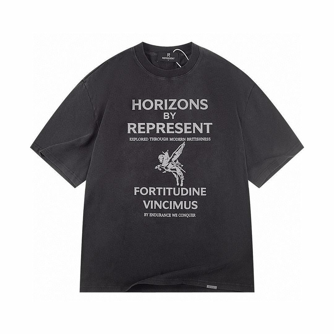 Summer Men s and Women s Oversized Washed Black T-Shirt with Represent Pegasus Print S