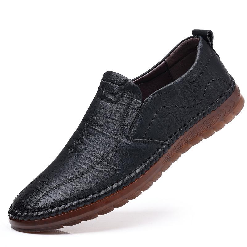 Leather Hollowed-out Breathable Lazy One-pedal Casual Leather Shoes Loafer Men's Shoes