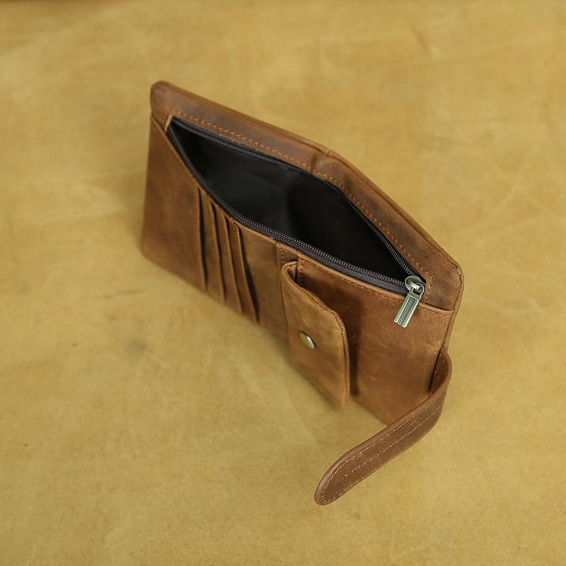 Retro Crazy Horse Leder Geldbörse Erste Schicht Rindsleder Herren Geldbörse Lang und Kurz Leder Multi-Karten Damen Geldbörse