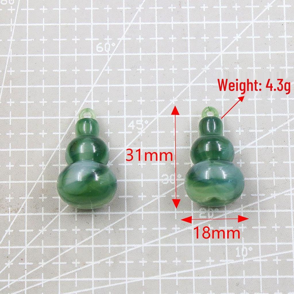 Gradient Gourd Pendants: 6 Multicolored Resin Charms (18x31mm) for Bags, Phones, and Clothing.