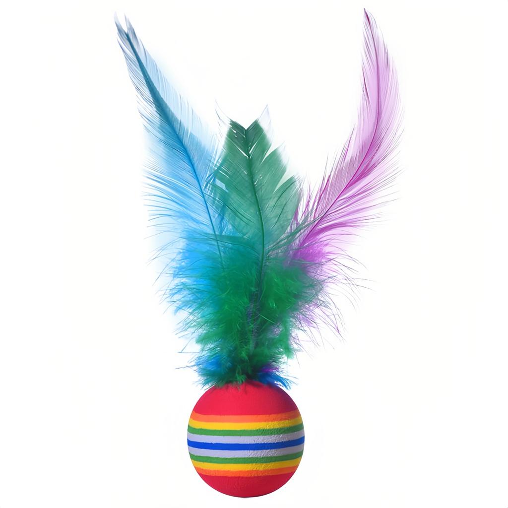 PET SHOW Pack Of Toys Balls Soft EVA Foam With Feathers Colorful Toy Balls Interactive S Small Dogs Puppies Doggies Quiet Indoo