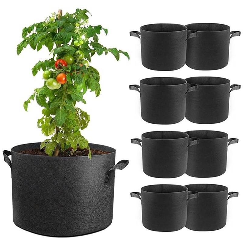 Black Felt Plant Bag Outdoor Garden Plant Grow Bag Potato Tomato Vegetable Planting Container Planters Planting Pot Accessories