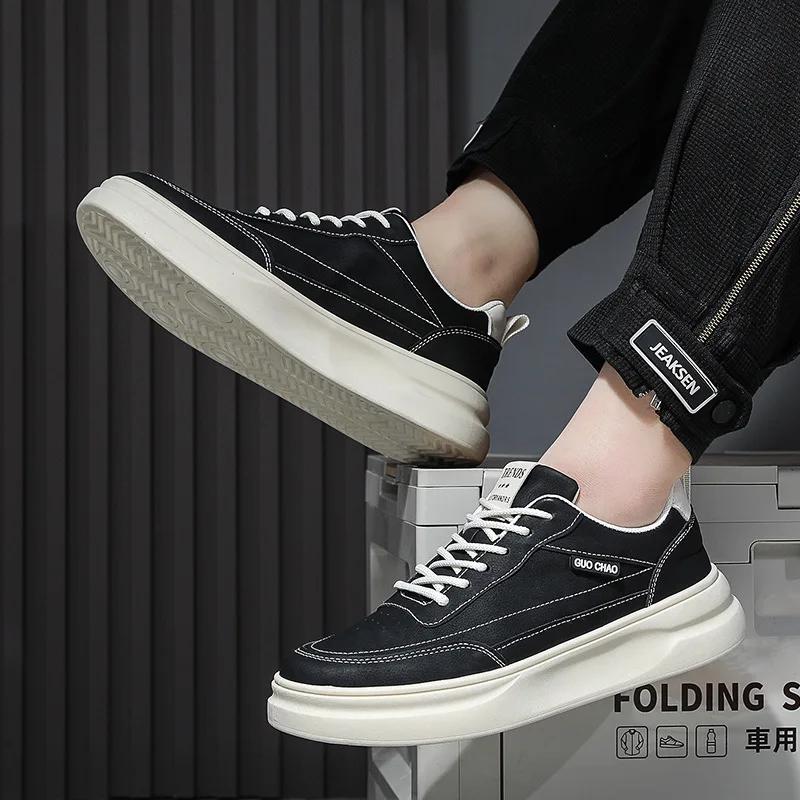 Modne Jesienne Męskie Buty Casual Modne Męskie Sneakersy Wytrzymałe Męskie Buty na Platformie 2024 Nowe Miękkie Męskie Buty Deskorolkowe Tenis Hombres