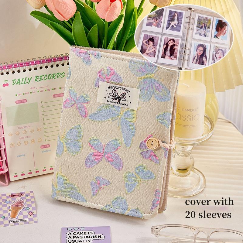 

A5 Милый альбом для карточек с обложкой с бабочкой, Ins 3-дюймовый альбом для коллекционирования карточек, Кавайный биндер, Кармашки для карточек, Держатель для карточек K-pop айдолов, Хранение