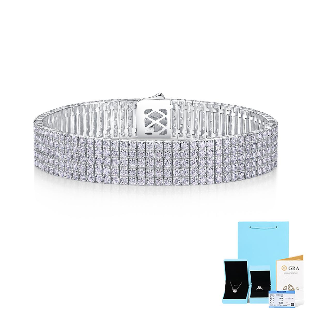 

2.0 мм браслет 5 рядов муассанита S925 серебряный браслет ювелирные изделия на руку 19cm (410 pieces)