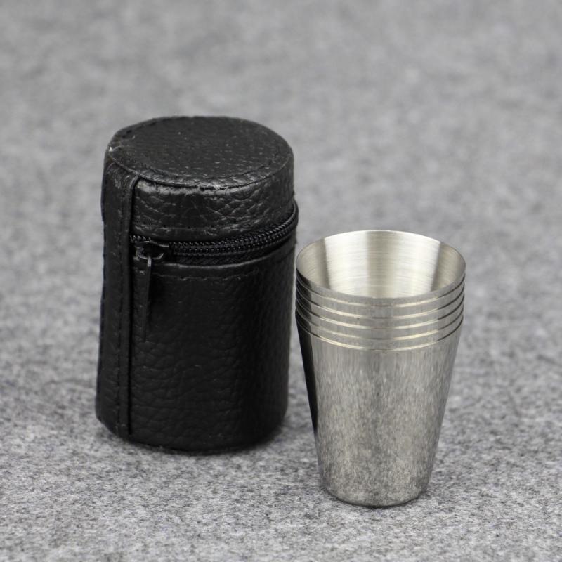 4/6Pcs/set Tainless Steel Shot Glass With Storage Bag  Outdoor Practical Travel Mini Cups Set For Whisky Wine Portable Drinking
