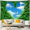 Landscape Tapestry Wall Hanging Sunny Scenery Blue Sky Love Heart Cloud Pigeon Beach Wall Tapestry Backdrop Wall Cloth Tapestry