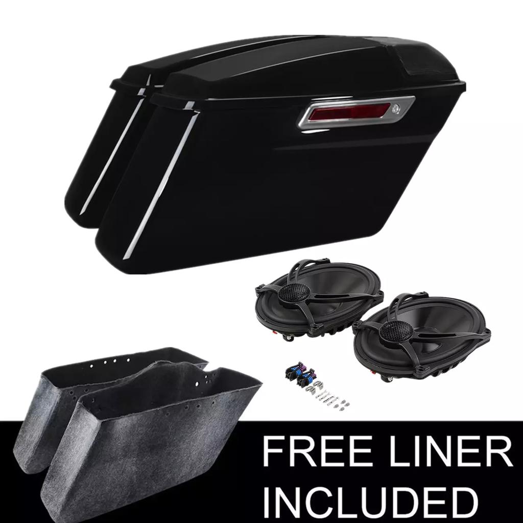 Motorcycle Hard Saddle Bags 5x7" Speaker Lid For Harley Touring Road King Street Glide 2014-2024