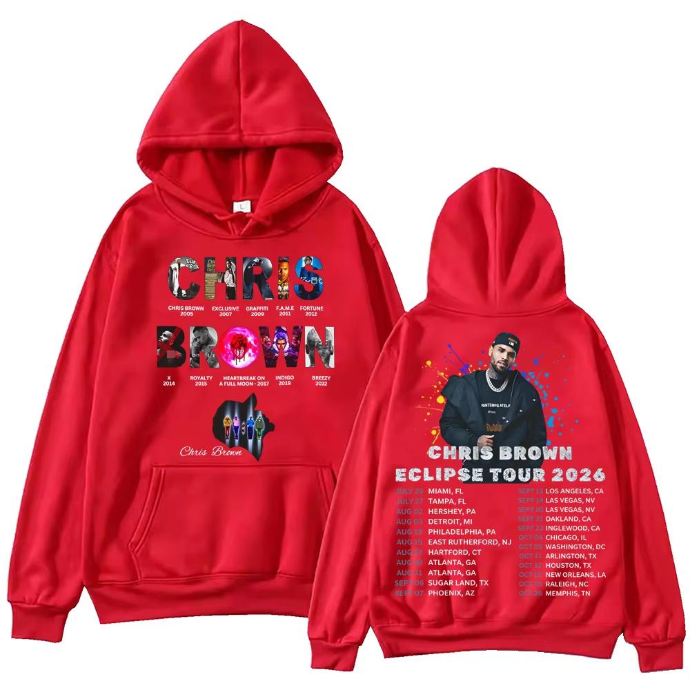 2026 Chris-Brown Eclipse Tour Hoodie Man Woman Harajuku Long Sleeve Pullover Tops Soft Cotton Sweatshirt Loose Cozy and Versatile