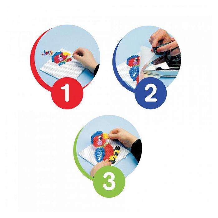 HAMA - Pot de 4000 perles à repasser Taille MIDI et 3 plaques (Carrée, étoile, ronde) - Loisirs Créatifs