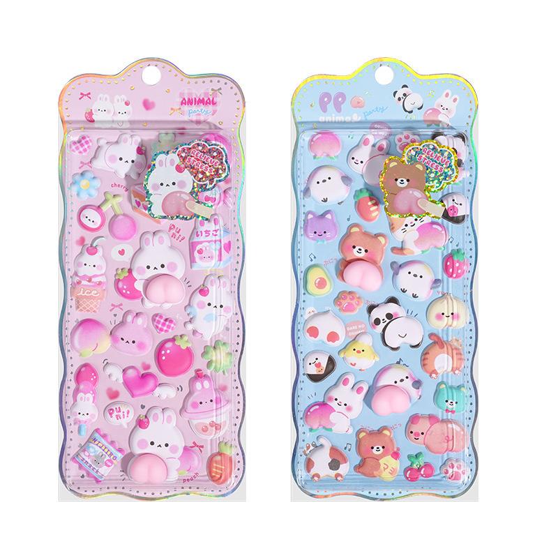 

2pcs Butt Sticker Gentle Pinched Buttocks Sticker Animal Rabbit Decompression 3d Bubble Sticker Phone Case Decor Stickers