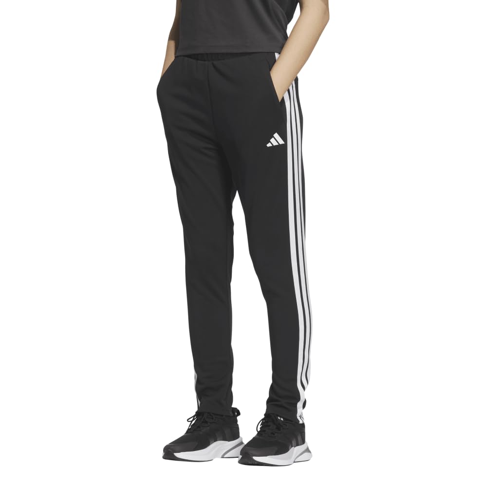 Adidas JVP36 Regular Fit Double Knit Track Size Women's 3-Stripes Pants, Black/White (JW9789), J/2XL