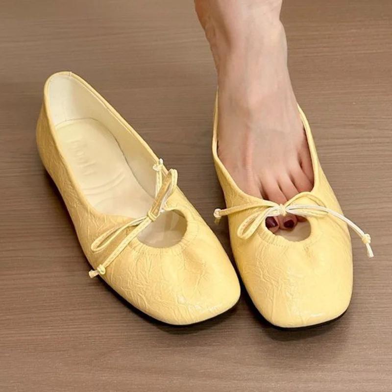 

Балетки Женские Лоферы Обувь Весенняя Мода Повседневная Обувь Платье Лолиты Женские Сандалии 2025 Дизайнерский Бренд Бант Спорт Женские Слипоны 35 жёлтый