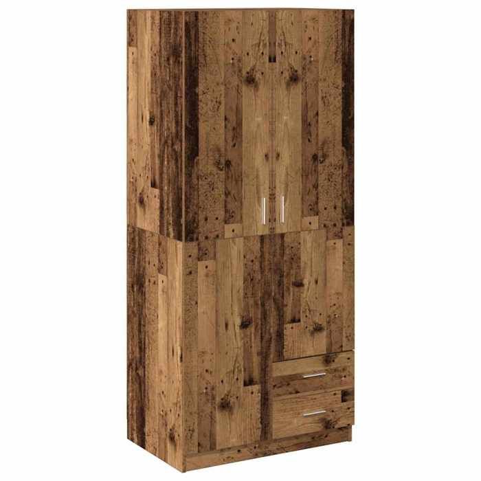VidaXL Garde-robe vieux bois 80x52x180 cm bois d'ingénierie, armoire de rangement, organisateur de garde-robe, armoire, 855886