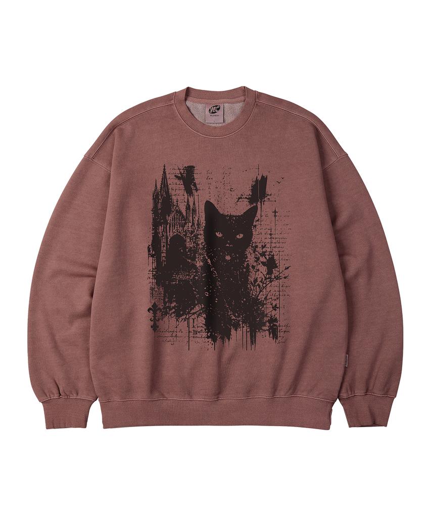 WILDROCK Gothic Castle Cat Pigment Oversized Sweatshirt_5 Col