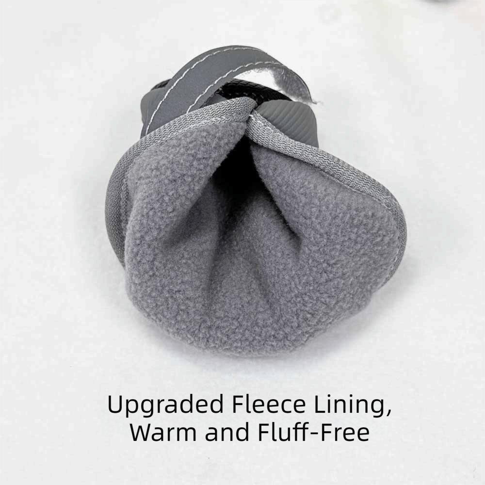 4pcs/set Fashion Warm Dog Cotton Shoes Thickened Reflection Dog Snow Boots Anti-Scratch Comfortable Anti-Slip Dog Shoes Outdoors