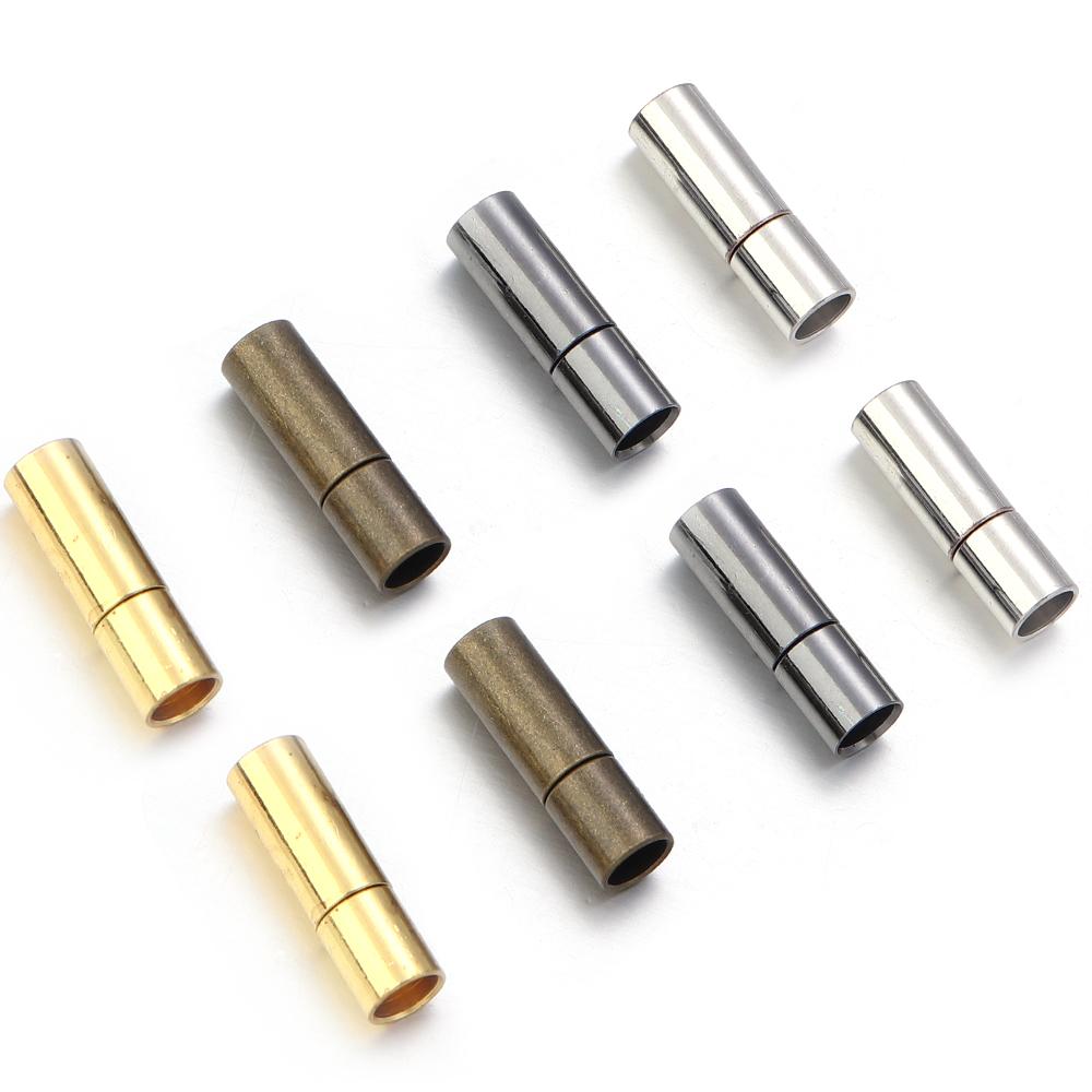 10pcs/lot 2-8mm Copper End Clasps End Caps For Jewelry Making DIY  Round Leather Cord Bracelet Necklace Connector Accessories