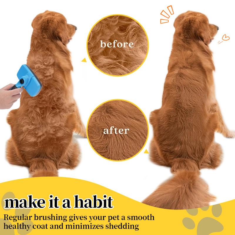 Self cleaning Pet Slicker Brush Plastic12cmWide One Button Hair Release for Dog Cat Shedding Floating Fur Home Grooming Supplies