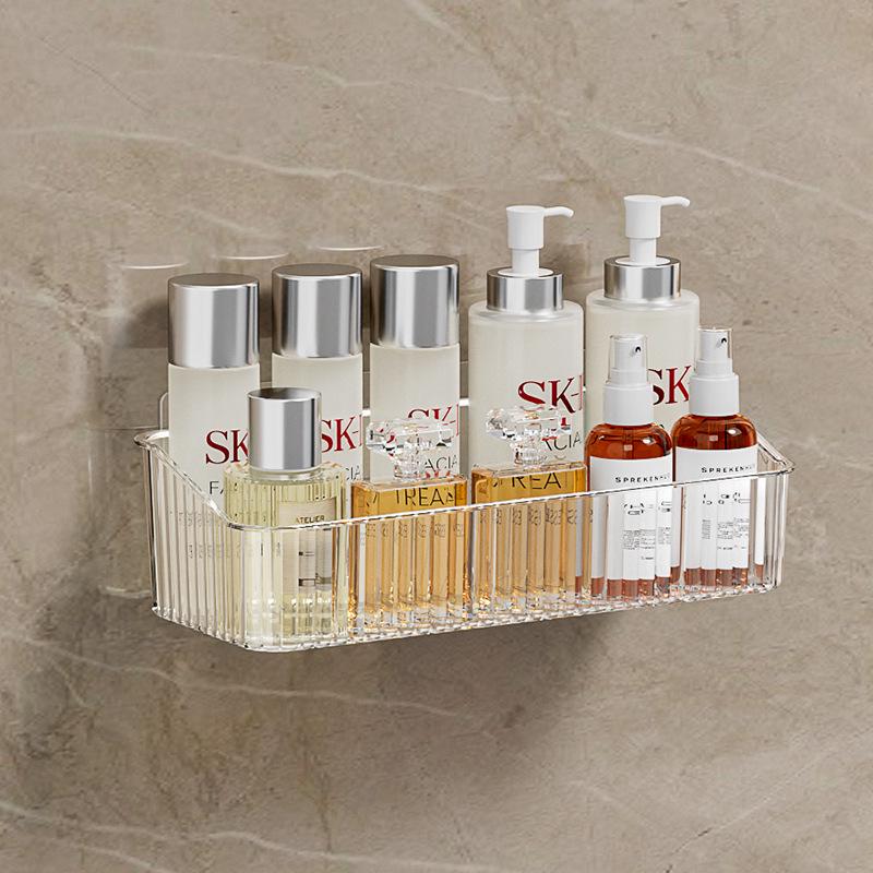 Punch-Free Wall-Mounted Acrylic Bathroom Shelf & Storage Box for Soap & Cosmetics