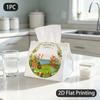 1pc Tissue Box, Flat Style/ Garden Flowers Tools/ Welcoming Vibe Pattern, 2D Flat Printing, Dust Blocking, Strong And Firm, Tissue Container, for Auto