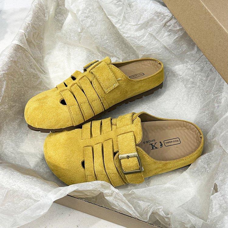 

Шлепанцы Boken на толстой подошве для женской уличной обуви 2025 весна новые мягкие на мягкой подошве новые баотоу полушлепанцы ретро шлепанцы трендовые 35