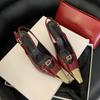 Fashion SUOJIALUN New Women Pumps Shoes Fashion Mix Color Ladies Eelgant Sandal Shoes Pointed Toe Thin High Heel Dress Slingback Shoes