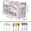 Wooden Kitchen Utensil Holder Cutlery Organizer Caddy Countertop Flatware Storage Box For Spoon Fork Knife Chopsticks