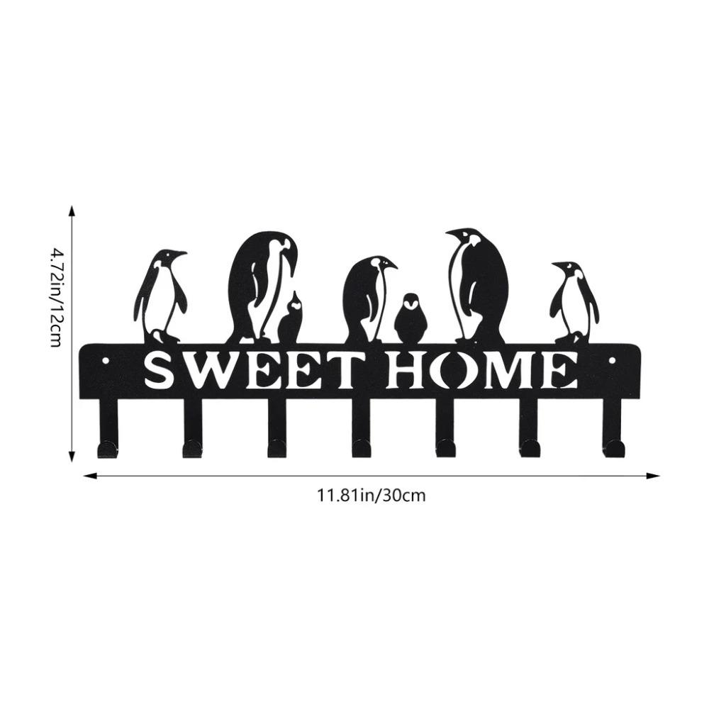 1 Stück Kreativer Pinguin-Haken-Schlüsselanhänger – Wandgarderobe aus schwarzem Eisen für Balkon und Tür. Stilvoller Schlüsselhänger für Zuhause