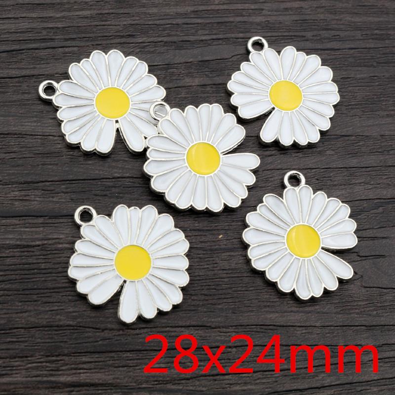 8pcs/lot Sunflower Rainbow Enamel Metal Charms Pendant for DIY Necklace Bracelet Jewelry Making Findings Supplies