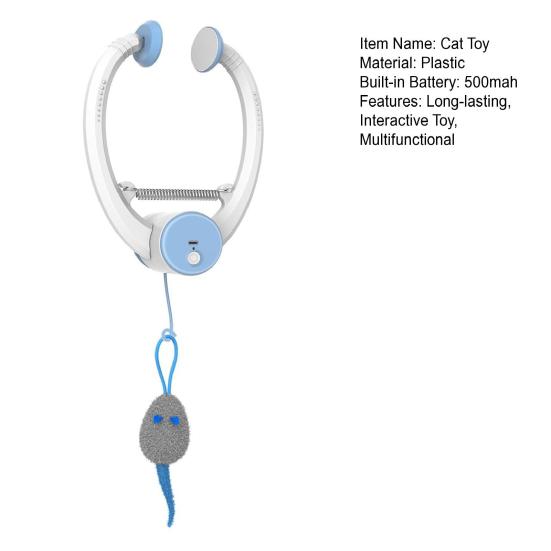 Interactive Cat Mouse Toy Automatic Cat Toy with Rotating And Telescoping Modes Wagging Plush Mouse Rechargeable Toy for Indoor Cats