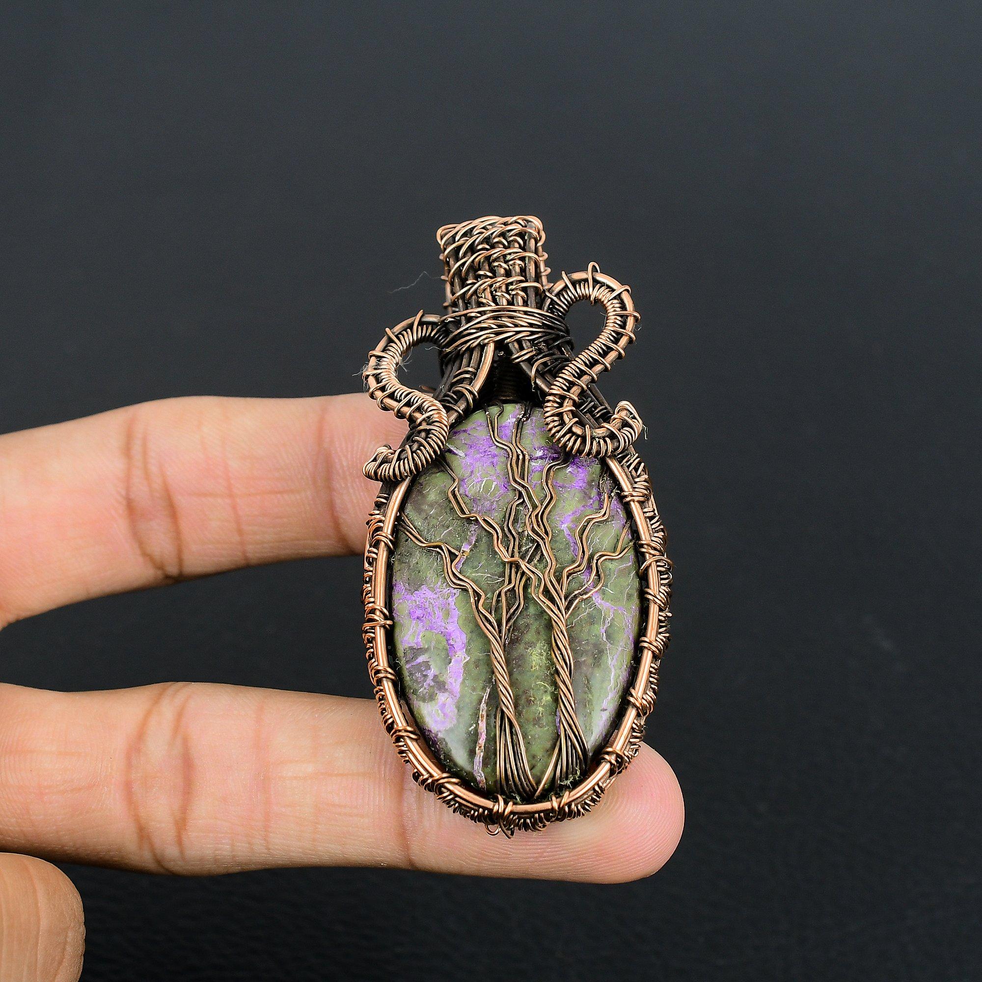 

Украшения Древо Жизни из пурпурита, Кулон, обернутый медной проволокой 999 пробы, Украшения ручной работы из драгоценных камней, Подарки для жены, Совершенно новый кулон 2.28 Inches