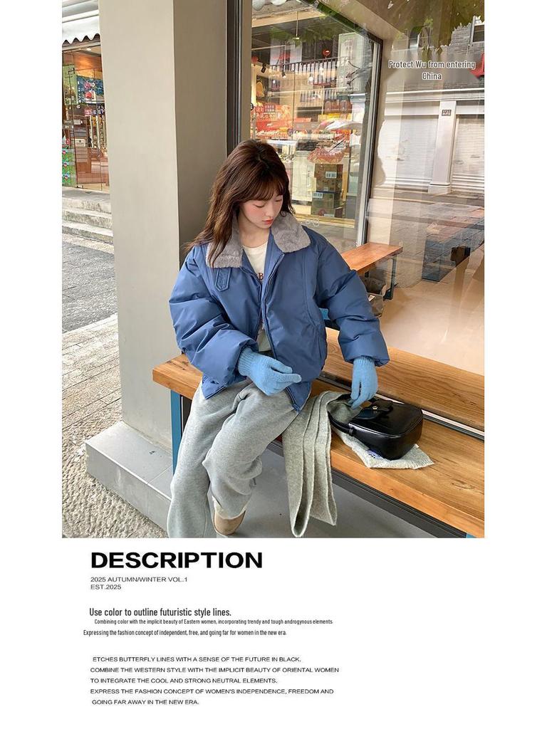 Women's Petite Thickened Winter Cotton Jacket - Loose, Warm, Short Outerwear 2025