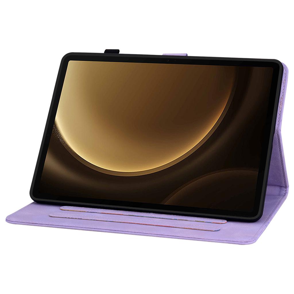 Für Samsung Galaxy Tab S10+/S9+/S9 FE+ Kartenfächer Hülle Lilienblumen Prägung PU-Leder Tablet-Hülle