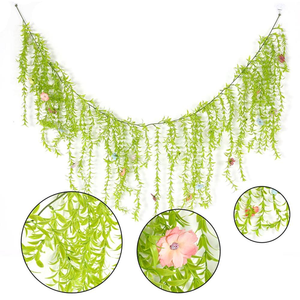 Creative Green Artificial Plant Vine 190cm Plastic Lifelike Leaves Vine Photo Props Ornament Plant Wall Wedding Arch