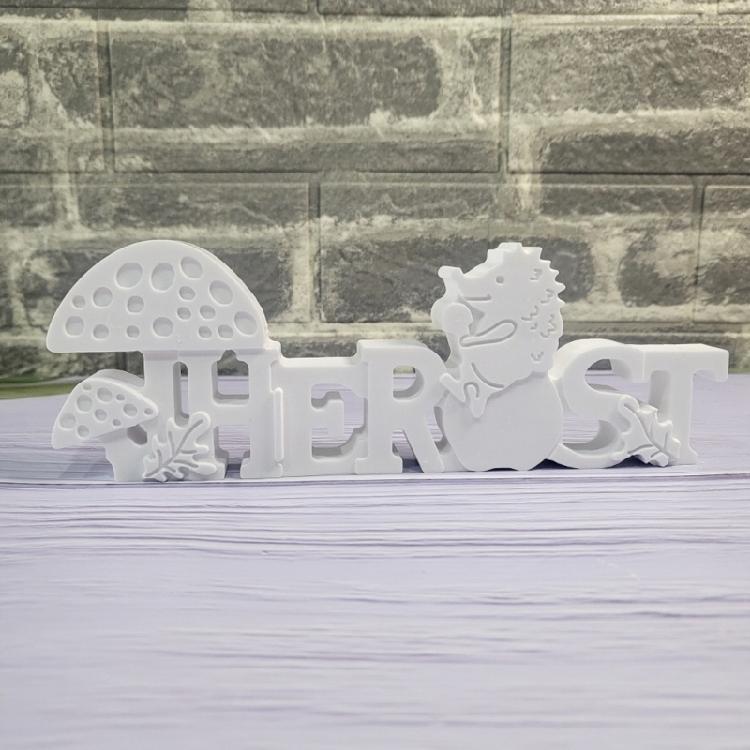 Autumn Candle Molds Silicone Mould Plasters Molds Casting Molds Ornament Molds Letters with Hedgehogs Epoxy Resin Molds