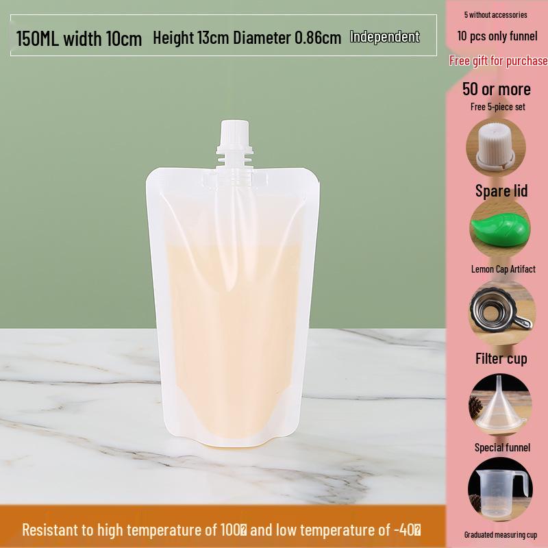 Disposable Transparent Spout Bag for Soy Milk, Chinese Medicine, Soup, or Beverages - Self-Standing and Convenient for Takeaway