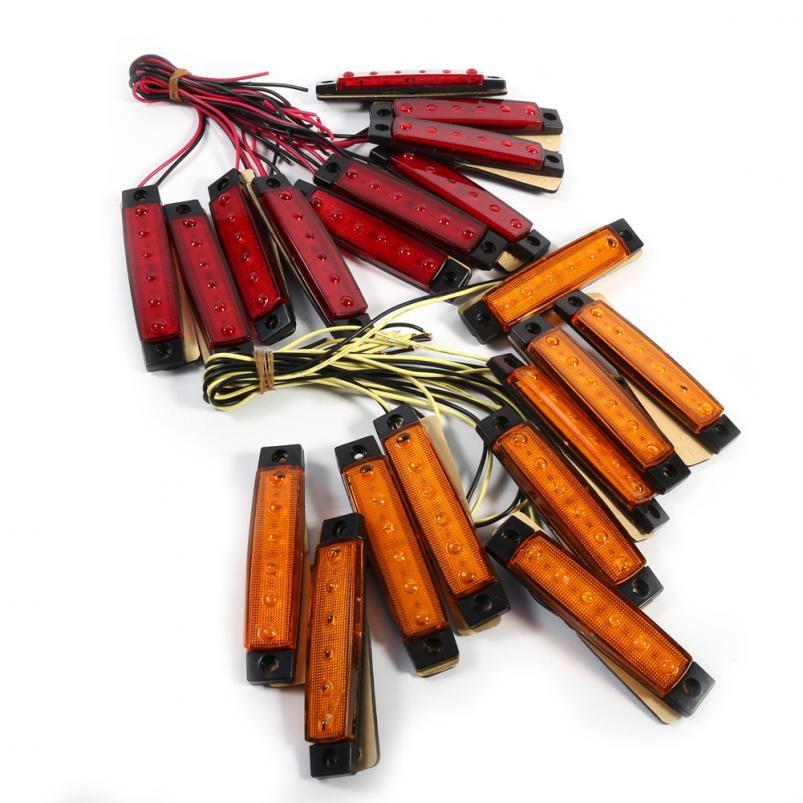 10 st lastbilsbil 6 LED sidomarkeringsindikator bak frigångsljus med skruvar