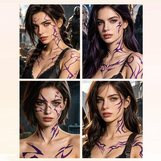 Baizihuahu 5 Sheets Temporary Tattoo Stickers, Skin-Friendly Demon Energy Pattern Tattoos, Hypoallergenic Non-Irritating Stickers for Kids Adults